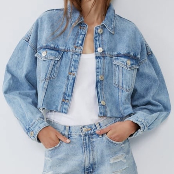 Cropped oversized denim jacket distressed XS - Picture 5 of 5